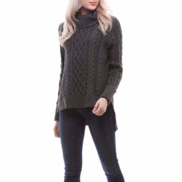 NWT Dark Gray Cable Knit Turtleneck Sweater - Picture 3 of 3